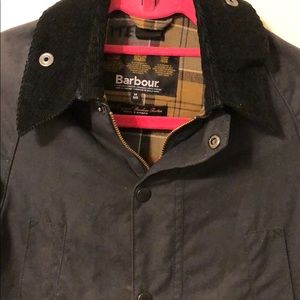 Kids Barbour Waxed coat in Navy